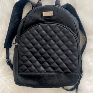 Faux leather black backpack